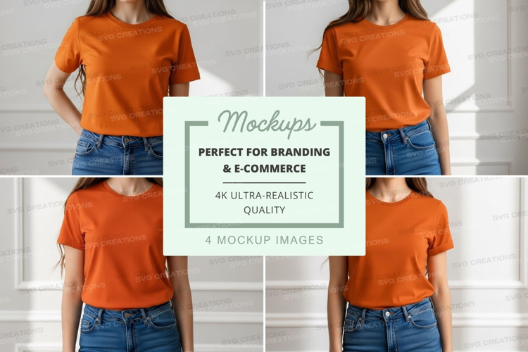 Casual orange t-shirt mockup