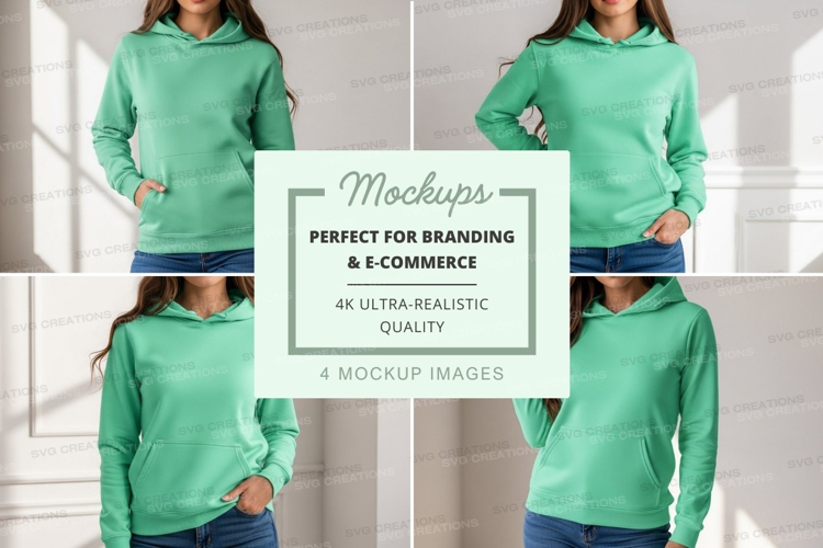 Mint green hoodie mockup