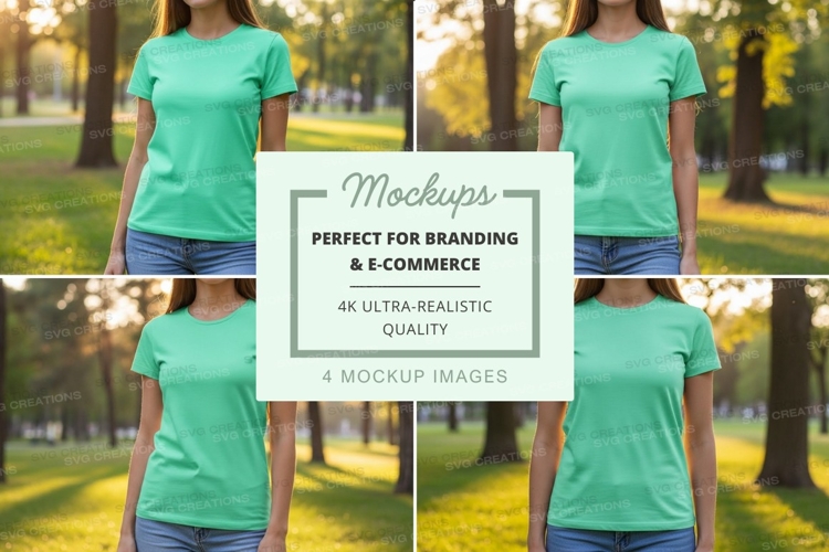 Green t-shirt mockup in park