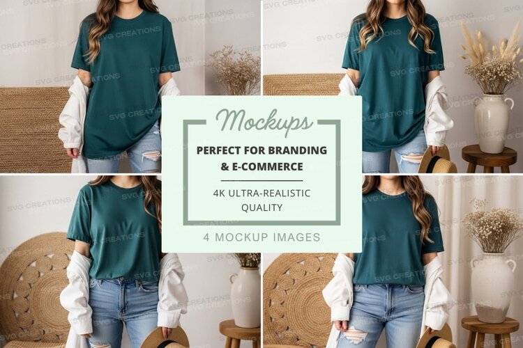 Casual oversized t-shirt in teal example image 1