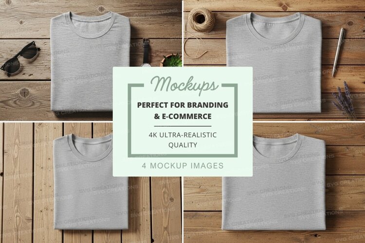 Flat lay of grey t-shirts example image 1