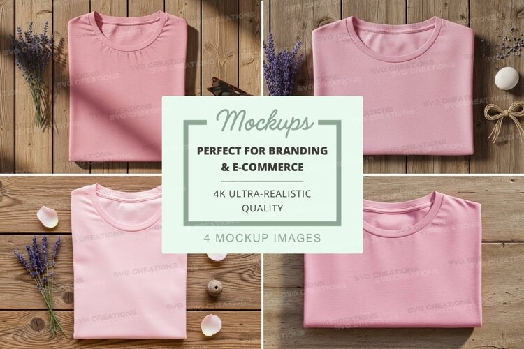 Pastel pink t-shirts display example image 1