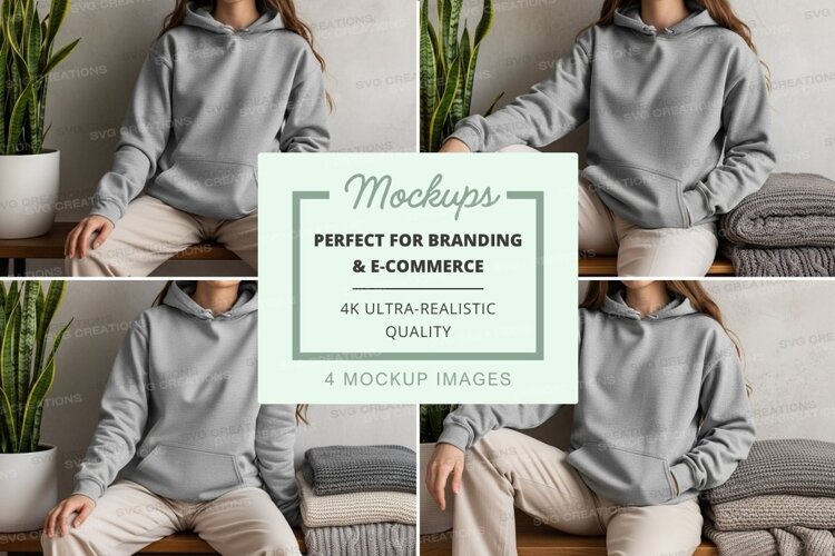 Casual comfort: grey hoodie and beige pants example image 1