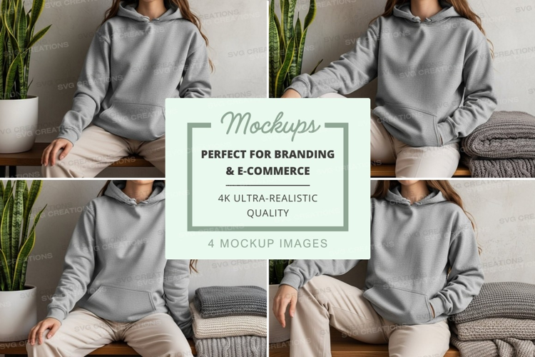 Casual comfort: grey hoodie and beige pants