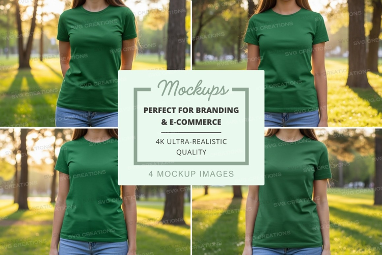 Green t-shirt mockup in park