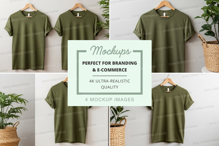 Olive green t-shirt mockup