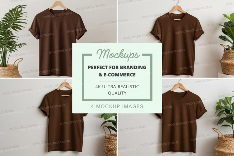 Brown t-shirt mockup collection