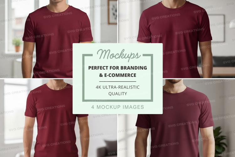 Burgundy t-shirt mockup