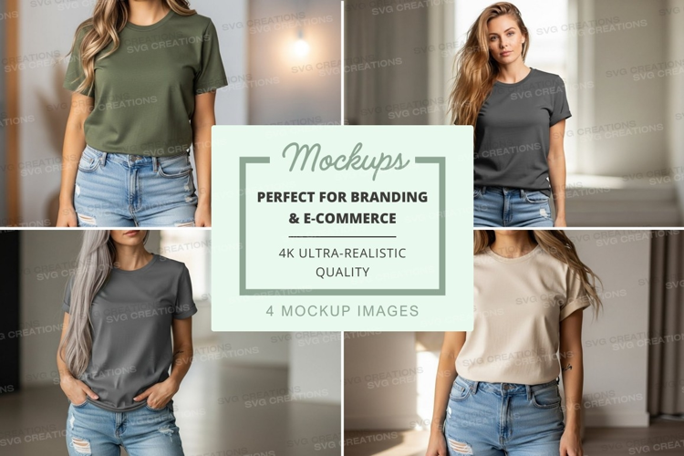 Casual t-shirt and denim shorts mockup