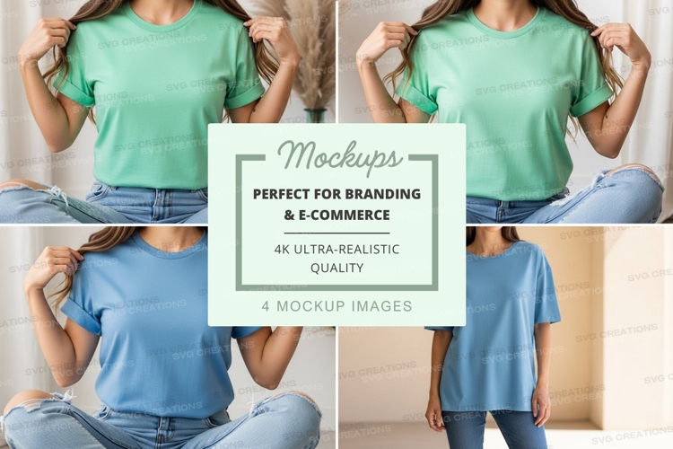 Casual t-shirt and jeans mockup