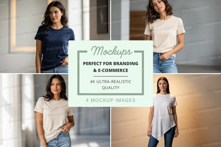 Women's casual t-shirts mockup