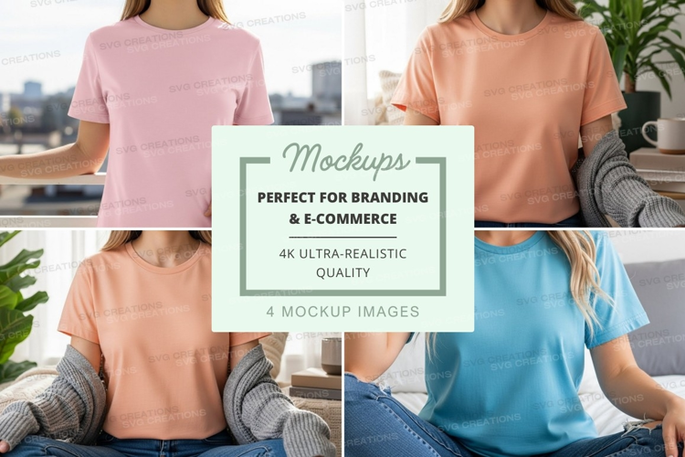 Group of friends wearing t-shirts mockup