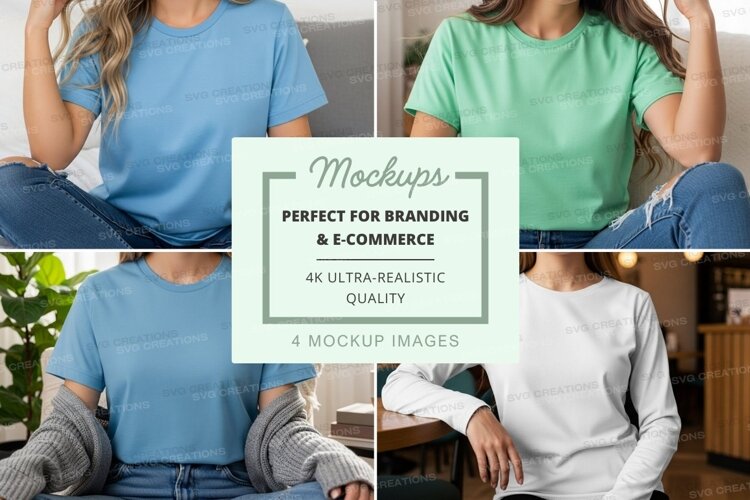 Friends wearing t-shirts mockup example image 1