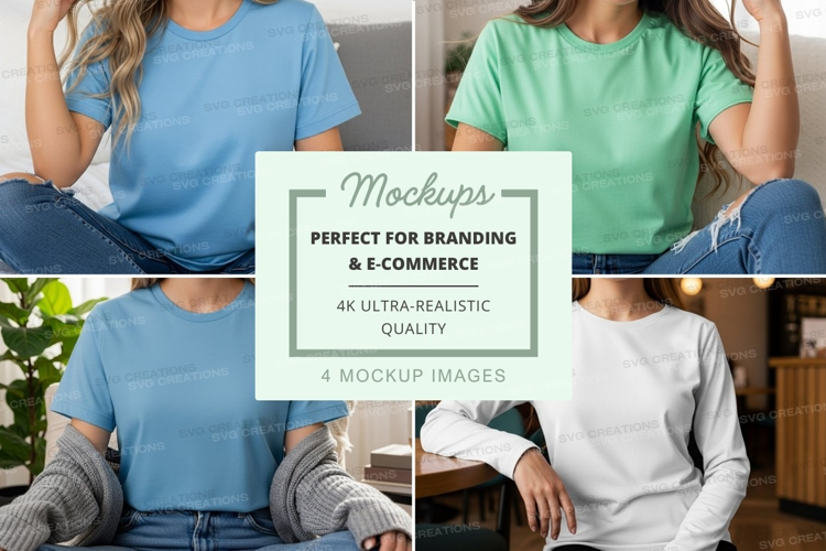 Friends wearing t-shirts mockup