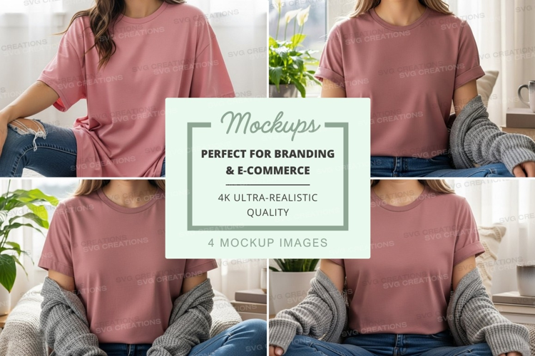 Casual pink t-shirt mockup