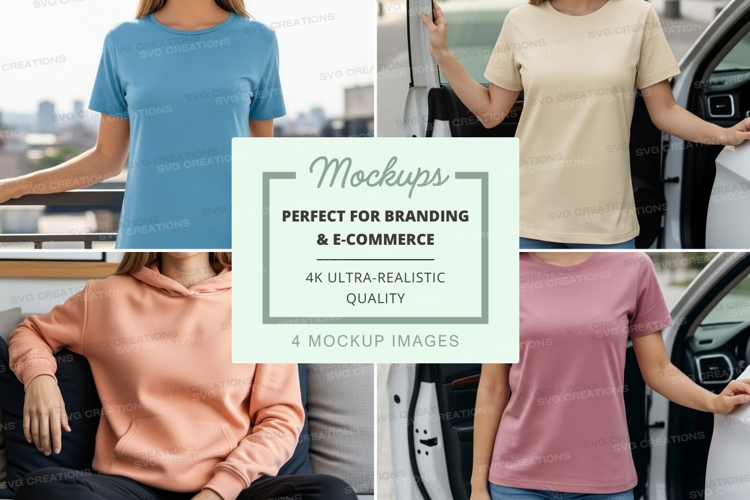 Women's casual t-shirts mockup