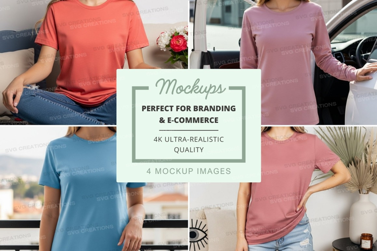 Casual t-shirts collection mockup