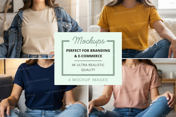 Casual t-shirt collection mockup