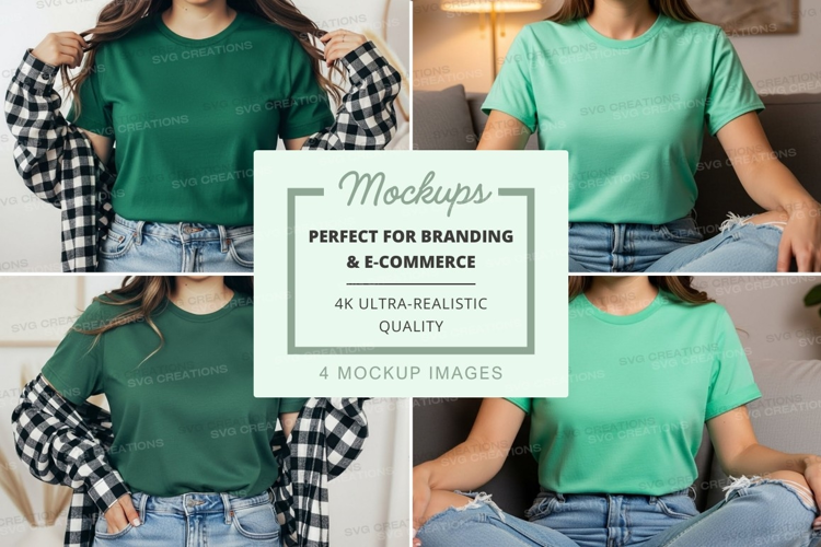 Casual outfit with plaid shirt mockup