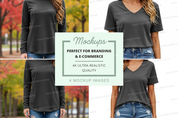 Casual v-neck t-shirt mockup
