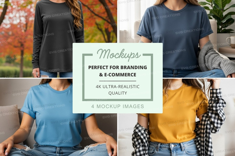 Casual t-shirts collection mockup