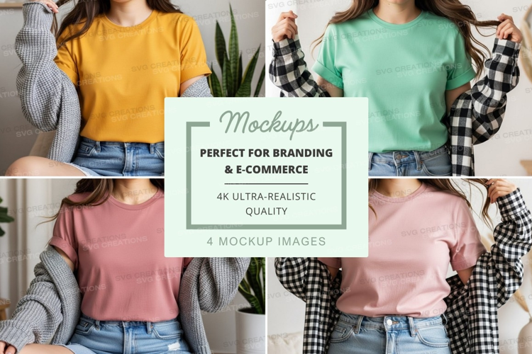 Casual t-shirt collection mockup
