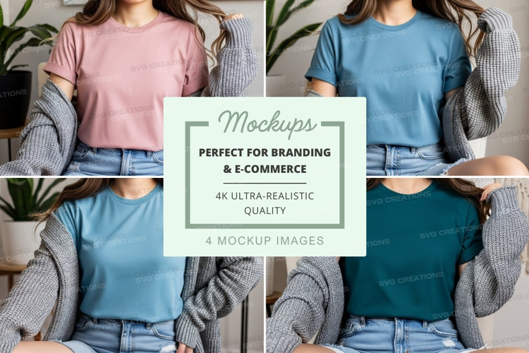 Casual t-shirt collection mockup