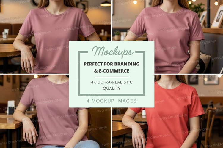 T-shirt mockup in cafe setting