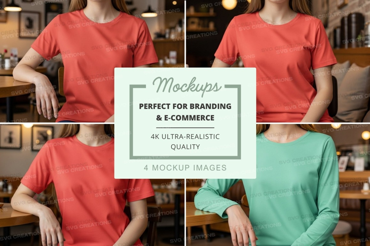 T-shirt mockup in cafe setting