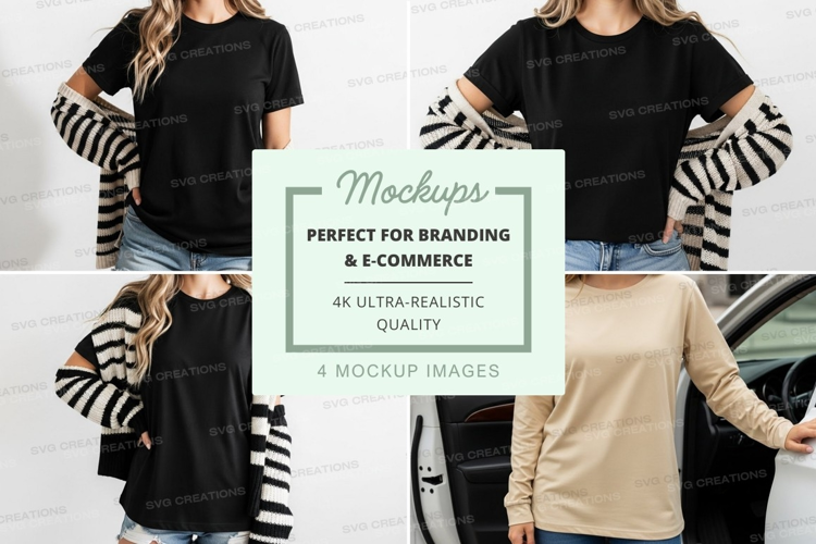 Casual outfit with striped sleeves mockup