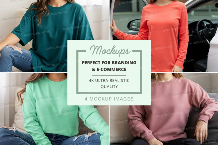 Casual long sleeve t-shirts mockup