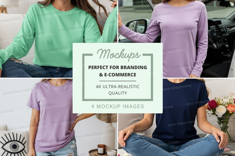 Casual long sleeve t-shirts mockup