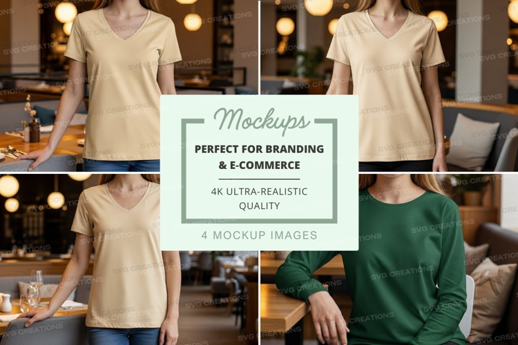 Women's casual t-shirts mockup