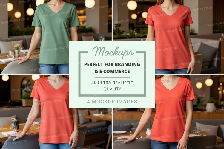 Women's casual t-shirts mockup