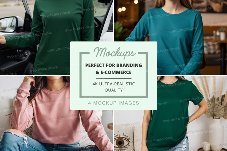 Casual long sleeve t-shirts mockup