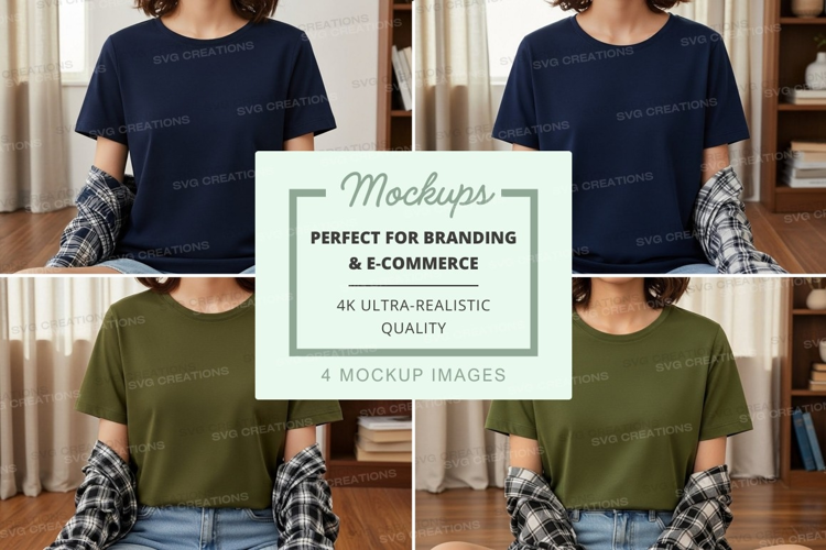 Casual t-shirt and plaid shirt combo mockup