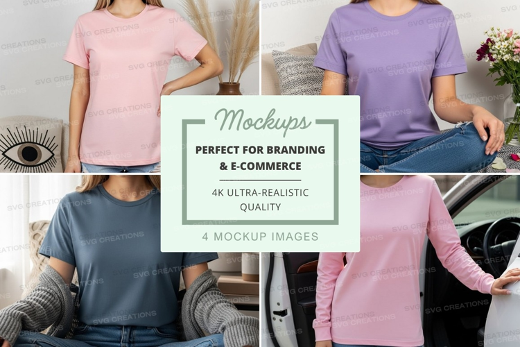 Women's casual t-shirts mockup
