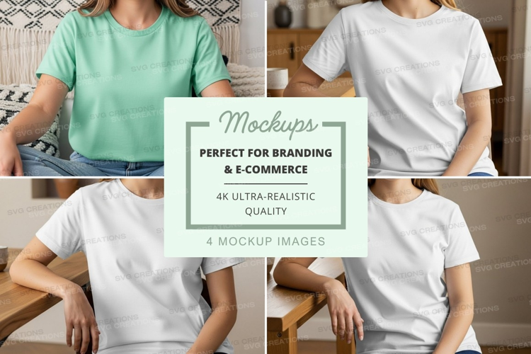 People wearing t-shirts mockup