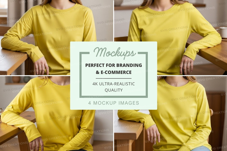 Yellow long sleeve shirt mockup