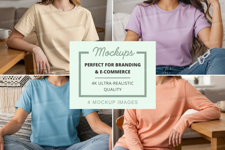 Casual t-shirt collection mockup