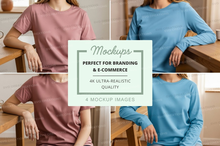 Casual long sleeve t-shirts mockup