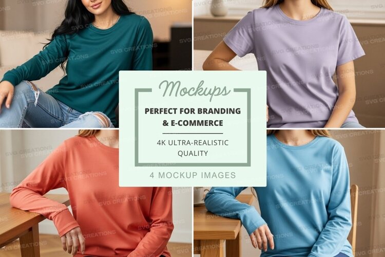 Casual long sleeve t-shirts mockup example image 1