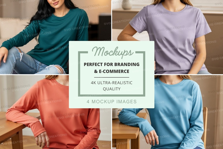 Casual long sleeve t-shirts mockup
