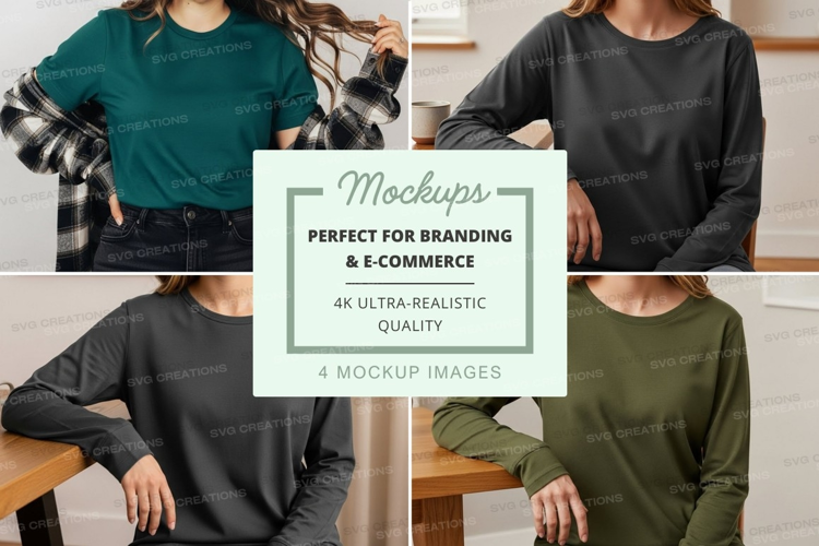 Casual long sleeve t-shirts mockup