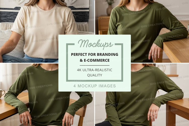 Casual long sleeve t-shirts mockup