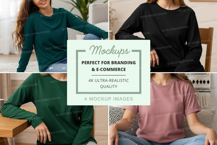 Casual long sleeve t-shirts mockup