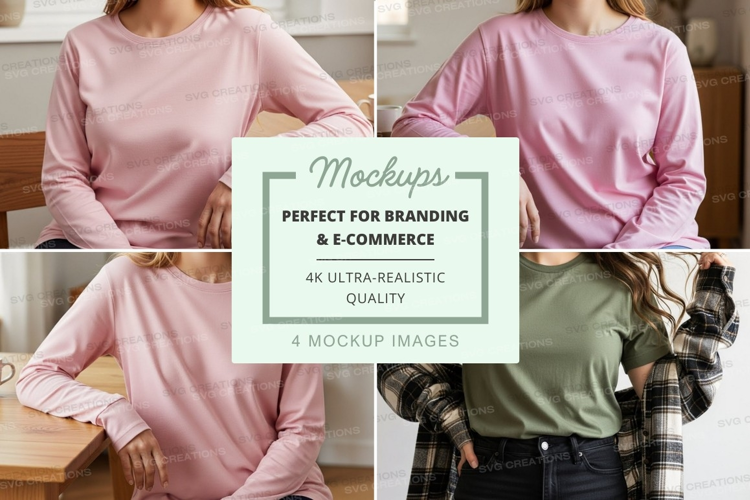 Casual long sleeve t-shirts mockup