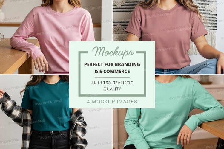 Casual long sleeve t-shirts mockup example image 1