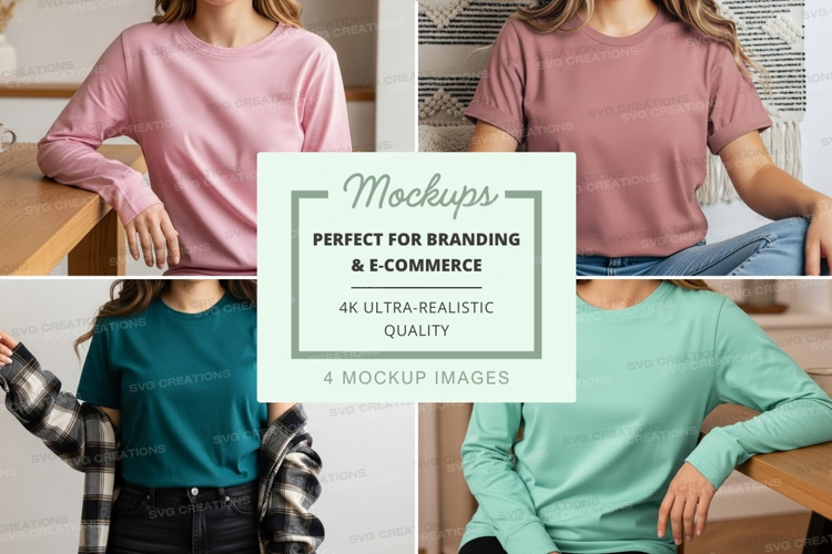 Casual long sleeve t-shirts mockup