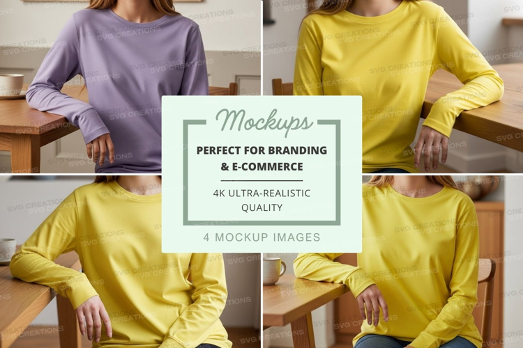 Casual long sleeve t-shirt mockup